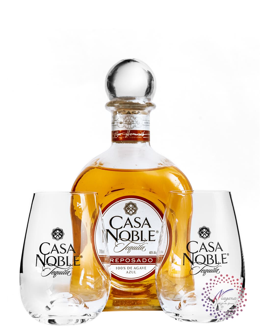 Casa Noble Reposado - Wooden Box ink. Gläser